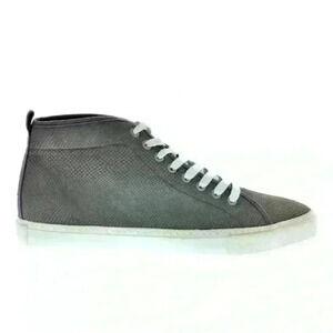 River Island Hi-Top Sneakers In Textured Gray Faux Leather, Size 11.5 US, 45 EU